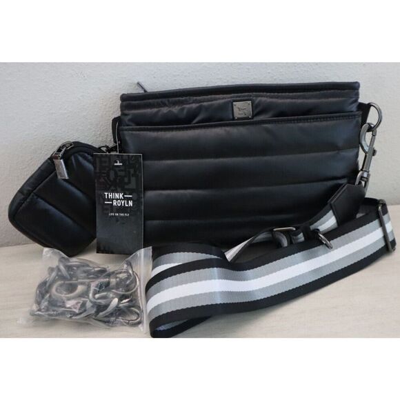 Think Royln Women's Pearl Black Downtown Polyester Crossbody Bag - Picture 1 of 16